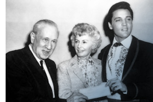 Bud Abbot, Barbara Stanwyck and Elvis at a charity event